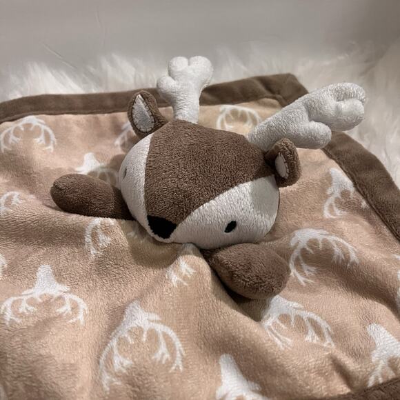 Levtex Baby Deer Infant Security Blanket Lovey Brown Tan White Antlers Buck - Picture 3 of 7